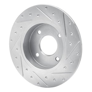 Nissan Sentra Brake Rotor (1) - Rear Left - R1 Concepts - Drilled & Slotted - Silver - `04-`06